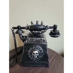 Animated Halloween Vintage Style Spooky Phone w/ Skeleton Hand & Hand Slides Out